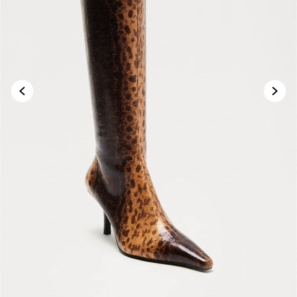 Leopard Print Knee-High Boots - Picture 2 of 6